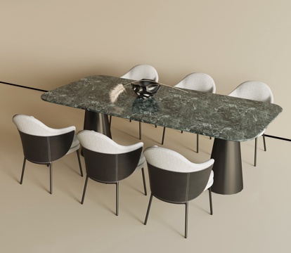 现代意式餐桌椅su模型