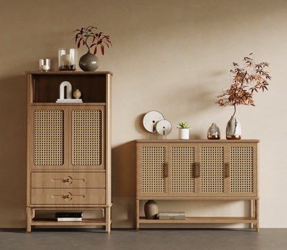 新中式餐边柜 斗柜 高柜su模型