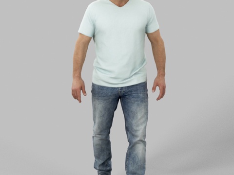 现代人物 三维人物 穿短袖的男人su模型