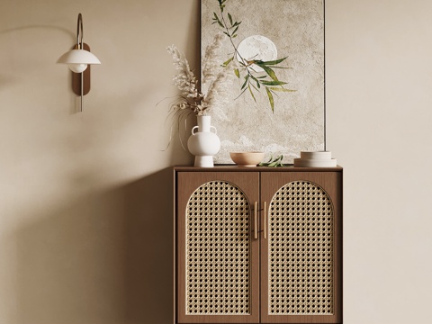 新中式玄关柜 边柜 鞋柜su模型