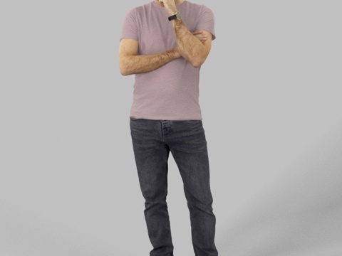 现代人物 三维人物 穿短袖的男人su模型