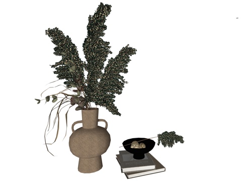 现代花瓶植物装饰摆件su模型