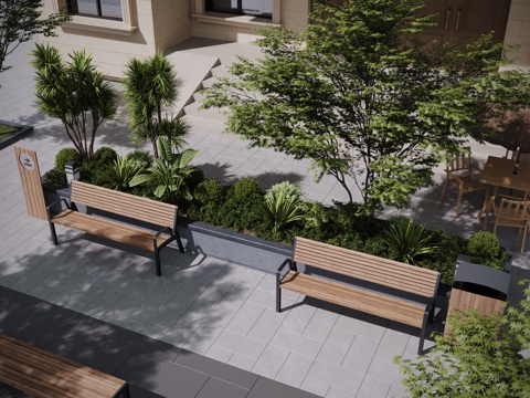 现代户外景观座椅 户外椅 景观植物 树池 花坛座椅su模型