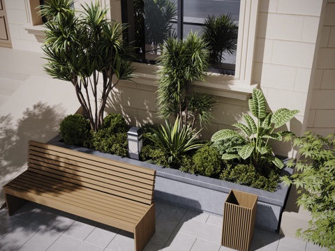 现代户外景观座椅 户外椅 景观植物 树池 花坛座椅su模型