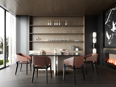  现代餐厅3d模型 