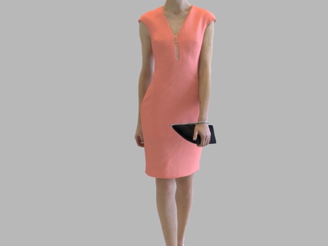 现代人物 三维人物 站姿连衣裙女人su模型