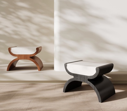 法式复古凳子 沙发凳 梳妆凳 换鞋凳su模型