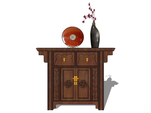 边柜 斗柜 实木装饰柜 装饰柜 餐边柜su模型