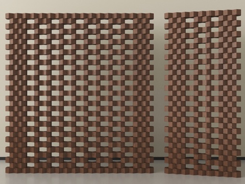 现代镂空隔断  砖墙隔断su模型