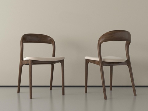 中古风休闲椅  餐椅 单椅su模型