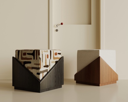 法式复古凳子 换鞋凳 梳妆凳 沙发凳su模型