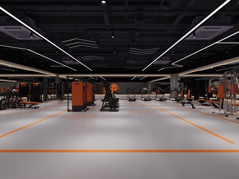  现代健身房3d模型 