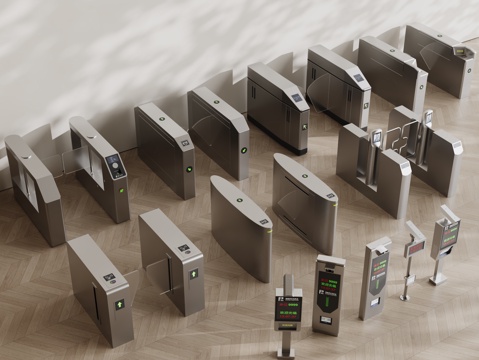 现代安检门 门禁 闸门 感应门 门禁机su模型