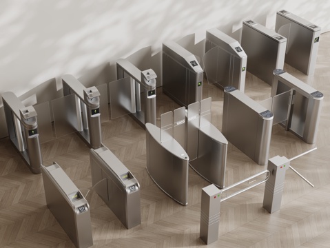 现代安检门 门禁 闸门 感应门 门禁机su模型