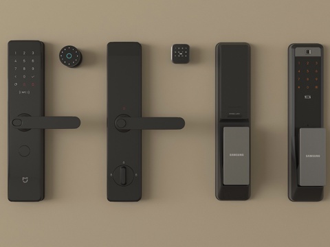 现代指纹锁   智能锁 密码锁su模型