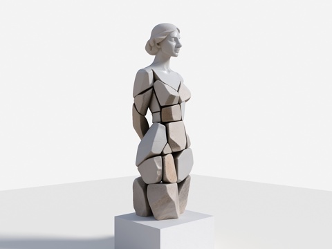 雕塑 人物雕塑 艺术雕塑 石头拼接女人 女人雕塑 人物雕塑摆su模型