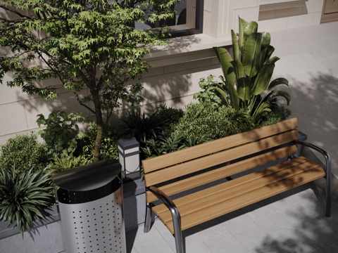 现代户外景观座椅 户外椅 景观植物 树池 花坛座椅su模型