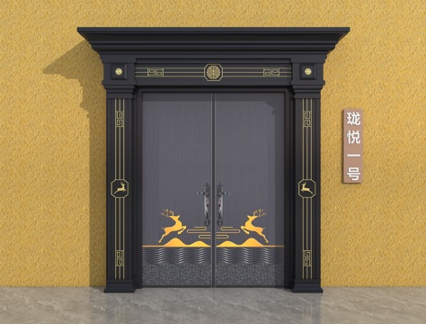 中式门 入户门su模型