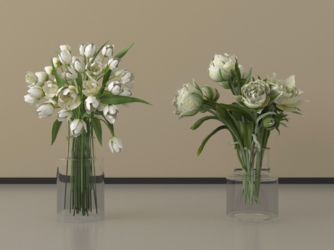 现代花瓶花卉   花艺摆件su模型