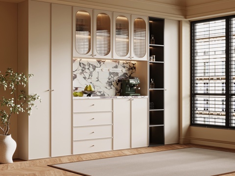 法式酒柜 餐边柜su模型