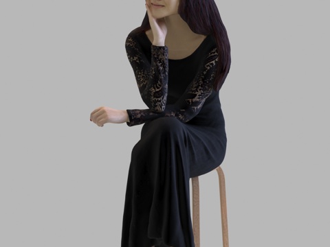 现代人物 三维人物 坐姿女人su模型