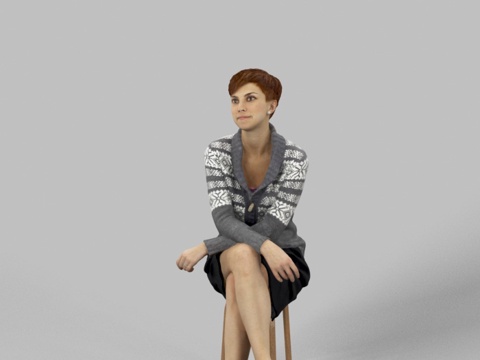 现代人物 三维人物 坐姿女人su模型