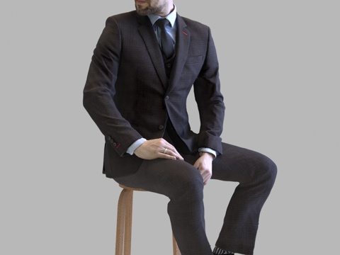 现代人物 三维人物 坐姿男人su模型