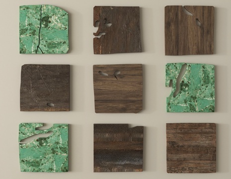 侘寂墙饰挂件  立体墙饰su模型