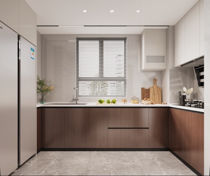  现代厨房 中古风厨房 新中式厨房3d模型 