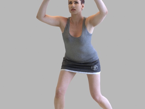 现代人物 三维人物 站姿女人 运动人物su模型