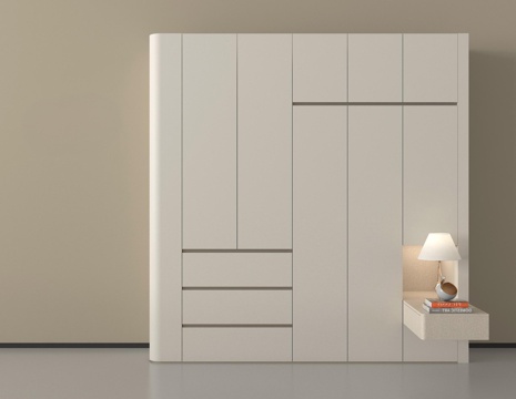 现代衣柜  床头柜 木材su模型