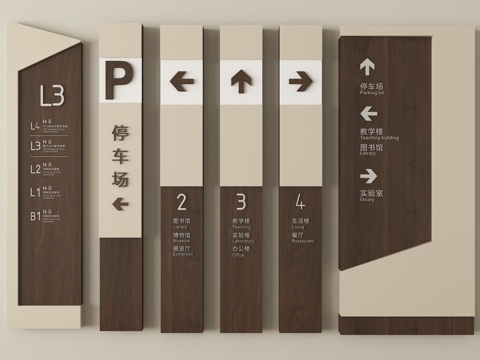 现代标识标牌  导视牌 指示牌su模型