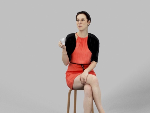 现代人物 三维人物 坐姿女人su模型