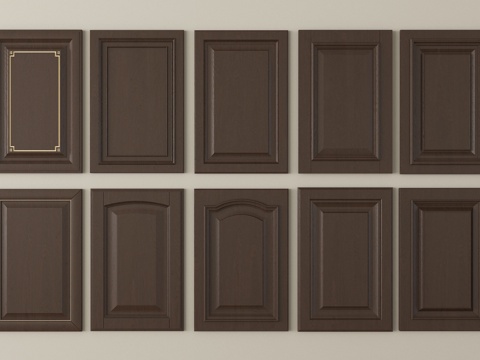 新中式门板   装饰门板护墙板su模型