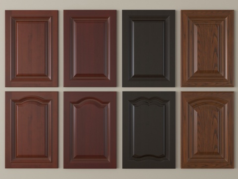 中式实木衣柜  门板 衣柜柜门su模型