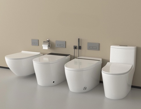 现代智能马桶   壁挂马桶su模型