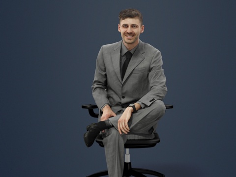 现代人物 三维人物 坐姿男人su模型