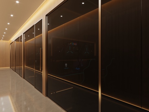  网咖过道3d模型 