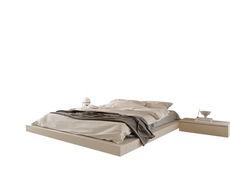  现代双人床 无靠背床3d模型 