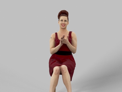 现代人物 三维人物 坐姿女人su模型