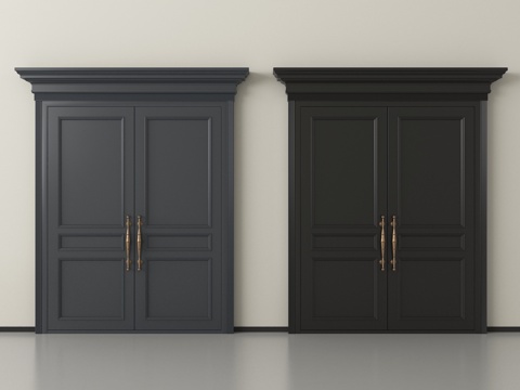 法式双开门   别墅大门su模型