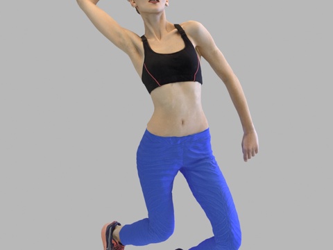 现代人物 三维人物 站姿女人 排球运动人物su模型