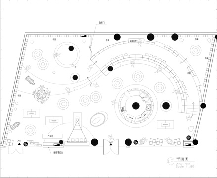 书吧平面施工图cad施工图