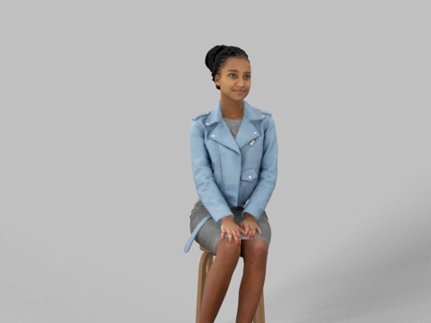 现代人物 三维人物 坐姿女人su模型