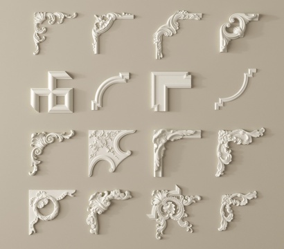 欧式雕花 角花   石膏构件su模型