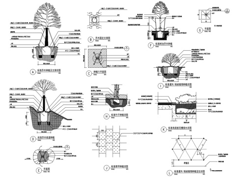 园林景观植物设计标准苗木种植详图CAD施工图集cad施工图