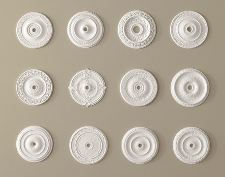 法式雕花 灯盘   石膏构件su模型