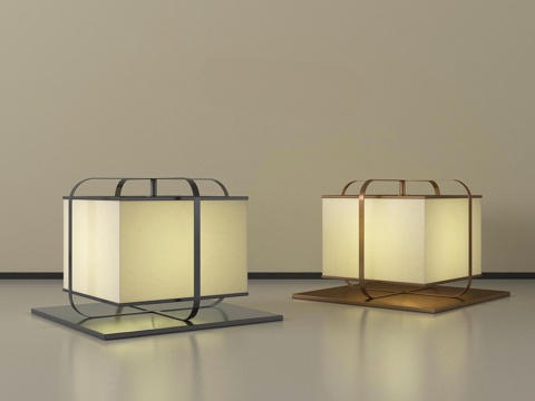 新中式金属台灯su模型