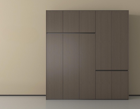 现代极简衣柜  木材 高柜平开su模型