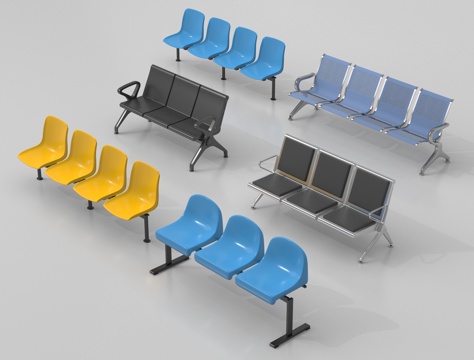 现代公共座椅   连排椅 等候椅su模型